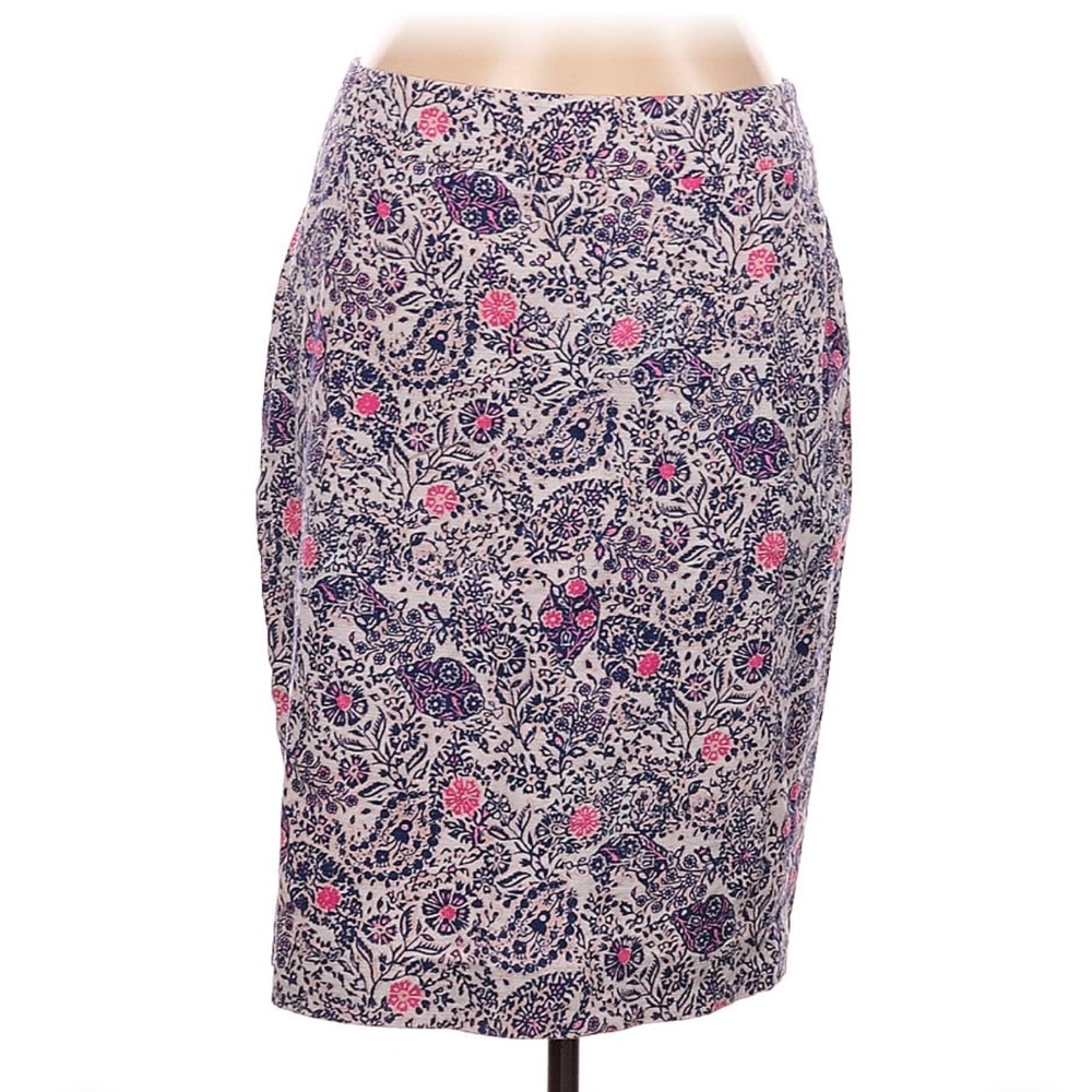 Ann Taylor purple/ navy and pink paisley skirt